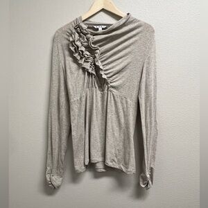 CAbi Jaunt Long-sleeve Tee Style #655‎ Flax Stretch Knit Cotton Blend Size large